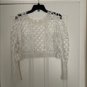Lola X LF - White Cropped Crochet Long Sleeve Top size M/L